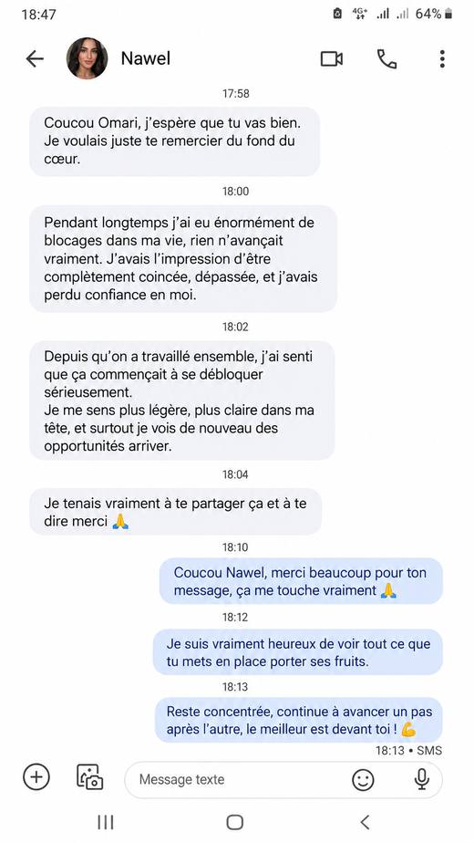 Message reçu — blocages levés